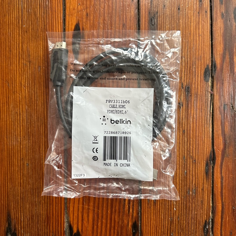 NEW Belkin F8V3311B06 HDMI to HDMI Audio/Video Cable in Black 6’